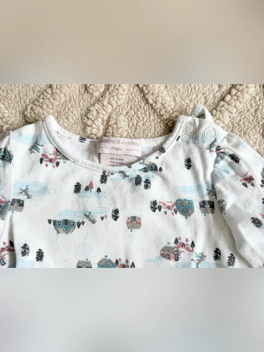 Catherine Malandrino Baby Girl 3-6M Outfit - Bodysuit Pants & Fuzzy Vest 3pc Set